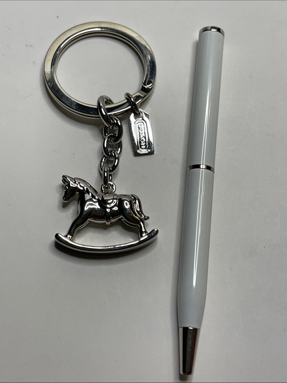 Coach Silver Rocking Horse Keychain and Coach Pen - Picture 1 of 5